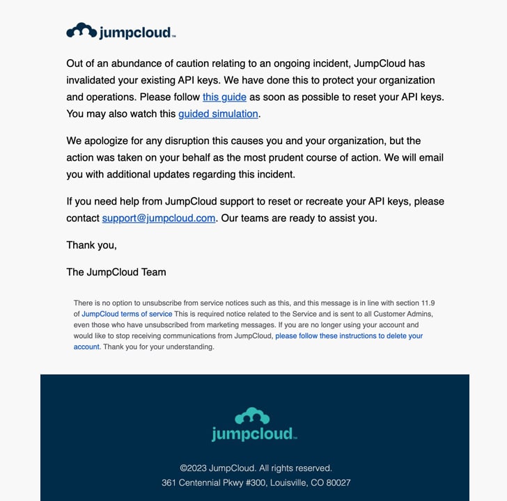 JumpCloud Reacts to Cybersecurity Incident with API Key Reset