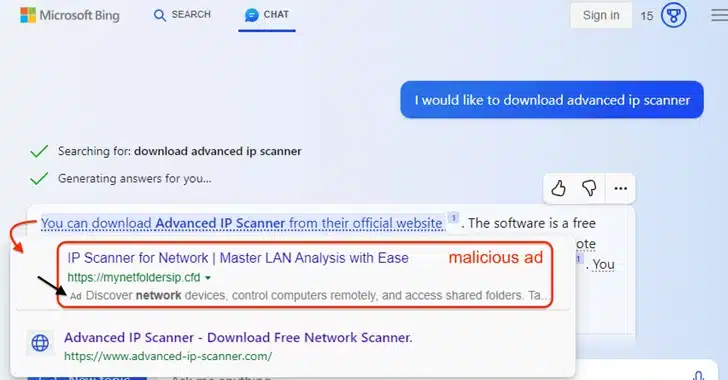 Bing Chat Ads on Microsoft's AI Platform Pose Malware Risk